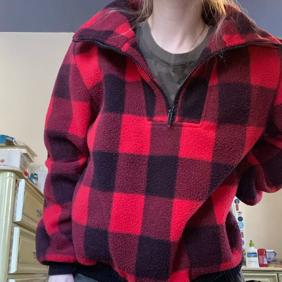 Vintage Polar Fleece 1/4 zip Pullover Coat Jacket Sweater Layer 80s - Picture 8 of 11